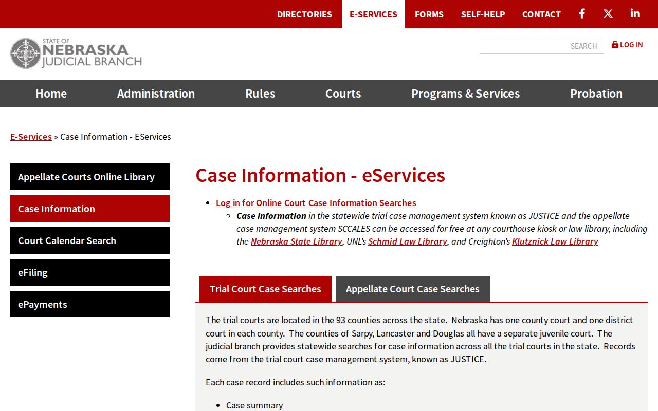 Nebraska court case information services for a Dundy County court case lookup