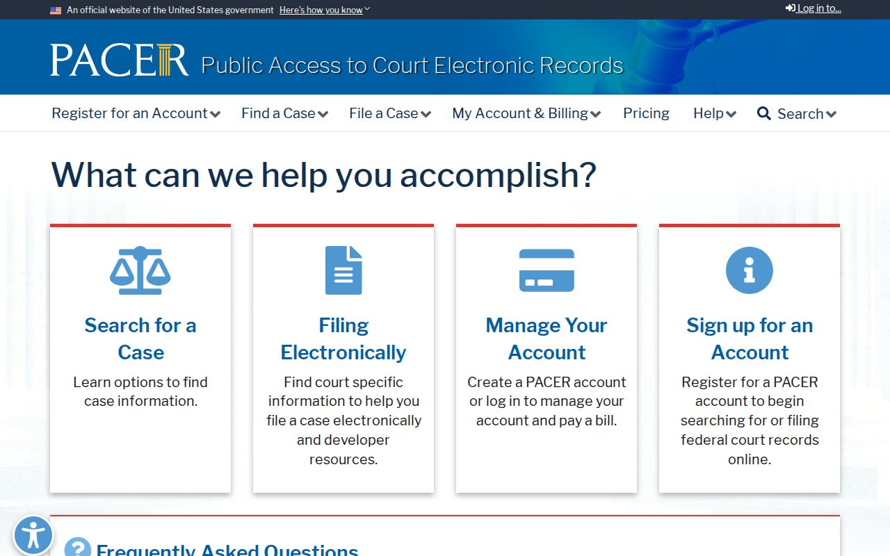 PACER federal search for court cases connected with Dundy County